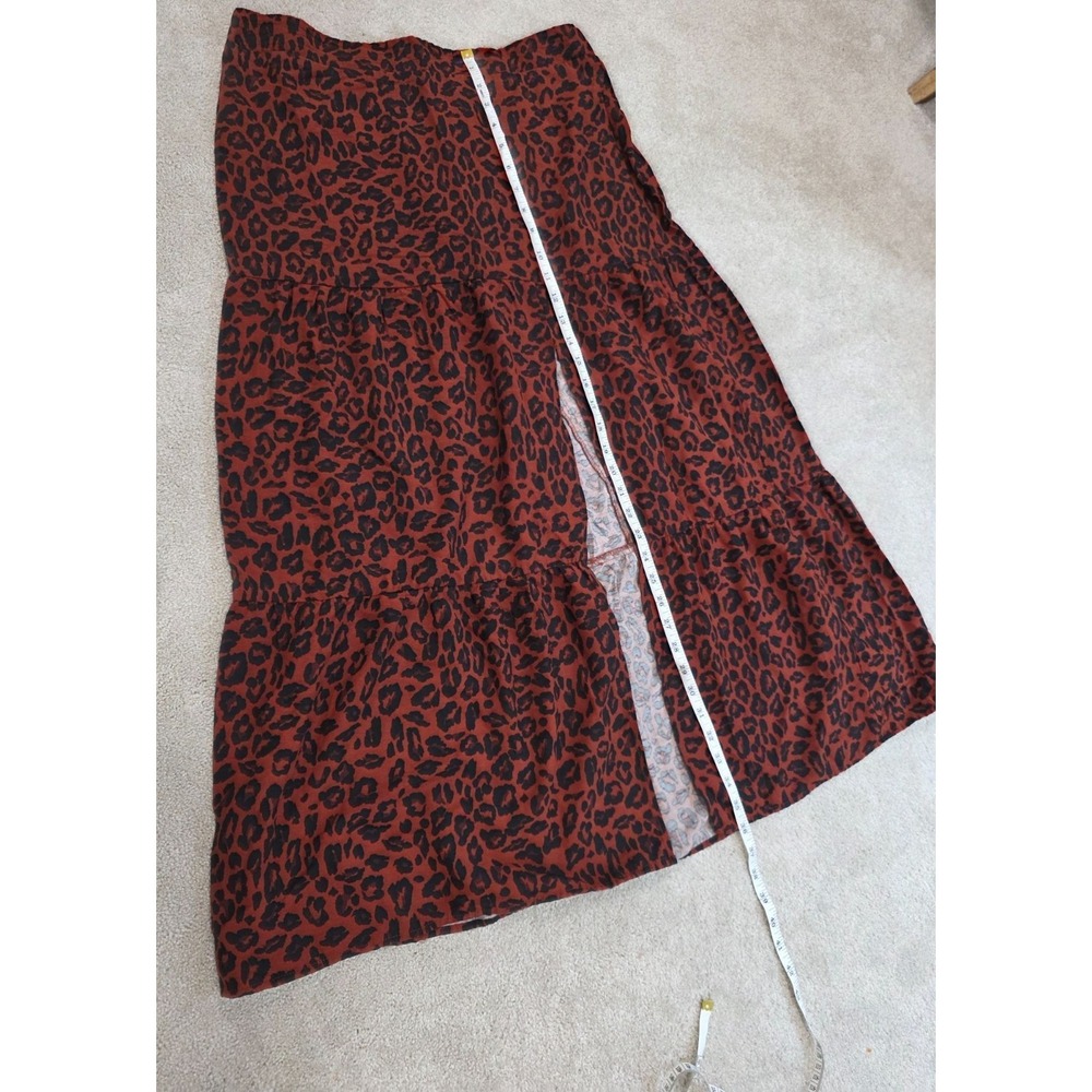 Nine West Womens Red & Black Animal Print Maxi Skirt Size L